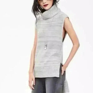 Banana Republic Womens Sleeveless Cowl Neck Sweater Size M Gray Knit Pullover